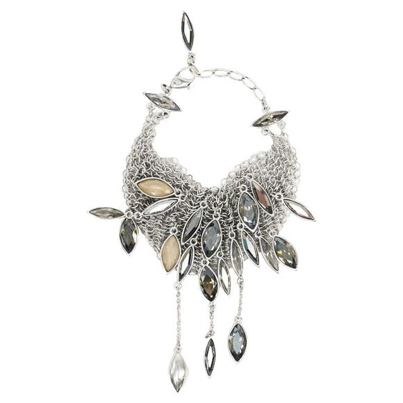 Swarovski Crystal-Embellished Chained Bracelet in Silver Metal